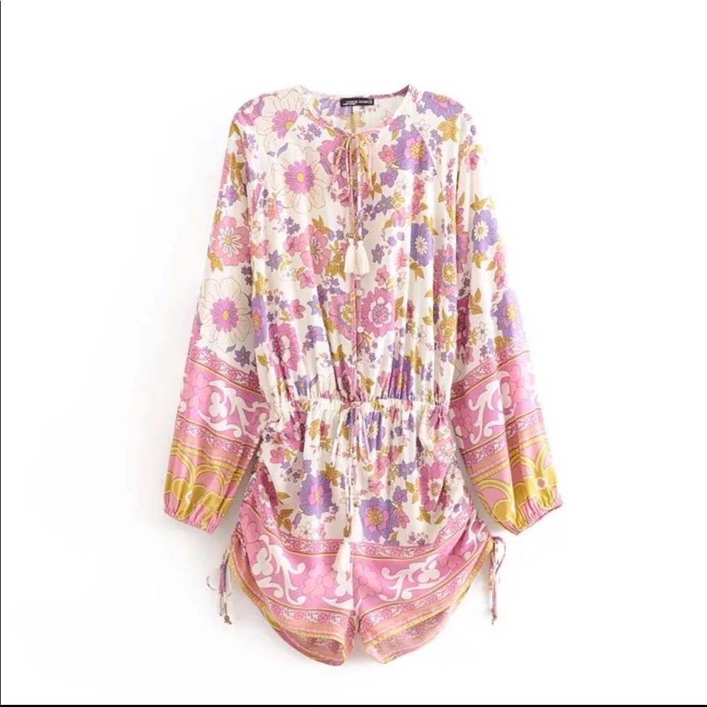 Boho Gypsy Floral Print Jumpsuit Romper Wild bloom - Picture 6 of 9